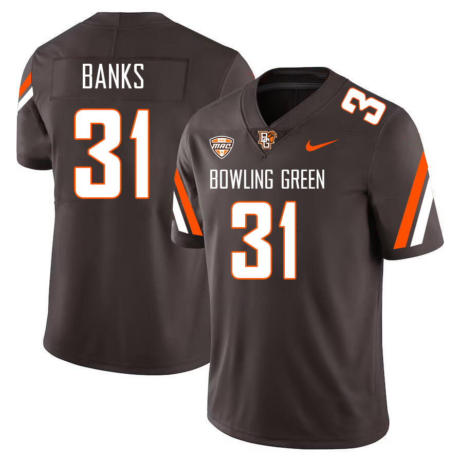 Bowling Green Falcons #31 D'kyah Banks College Football Jerseys Stitched-Brown